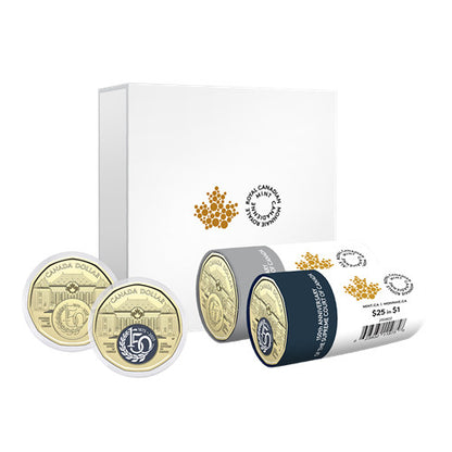 2025 $1 150TH ANNIVERSARY OF THE SUPREME COURT OF CANADA SPECIAL WRAP ROLL BOX SET