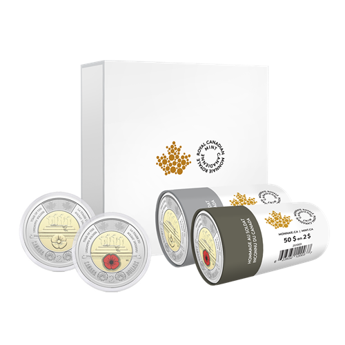 2025 1oz $2 SPECIAL WRAP ROLL BOX SET - HONOURING CANADA'S UNKNOWN SOLDIER