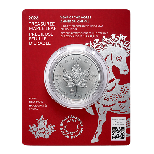 E-TRANSFER ONLY - 2026 1oz $5 TREASURED MAPLE LEAF: YEAR OF THE HORSE - 1 OZ PURE SILVER  BULLION COIN