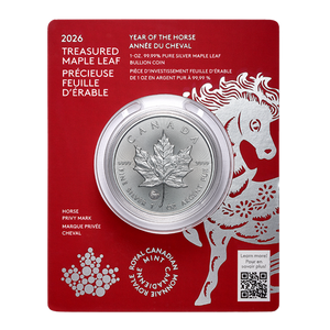 E-TRANSFER ONLY - 2026 1oz $5 TREASURED MAPLE LEAF: YEAR OF THE HORSE - 1 OZ PURE SILVER  BULLION COIN