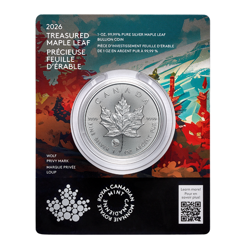E-TRANSFER ONLY - 2026 1oz $5 TREASURED MAPLE LEAF 1OZ PURE SILVER  BULLION COIN