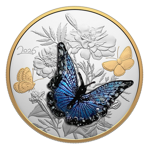 2026 MURANO SILVER BLUE BUTTERFLY - HALF KILO FINE SILVER COIN