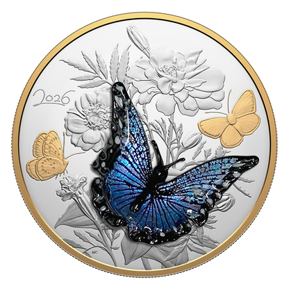 2026 MURANO SILVER BLUE BUTTERFLY - HALF KILO FINE SILVER COIN
