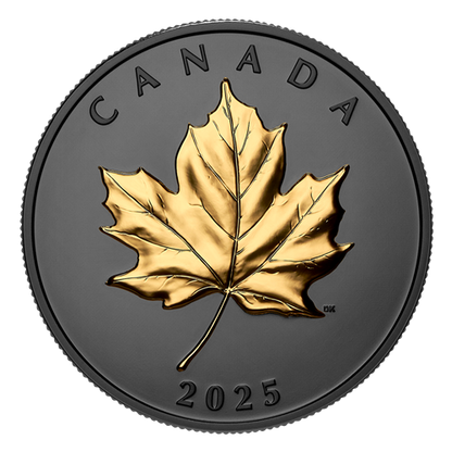2025 1oz $20 GILDED ELEGANT MAPLE FINE SILVER COIN