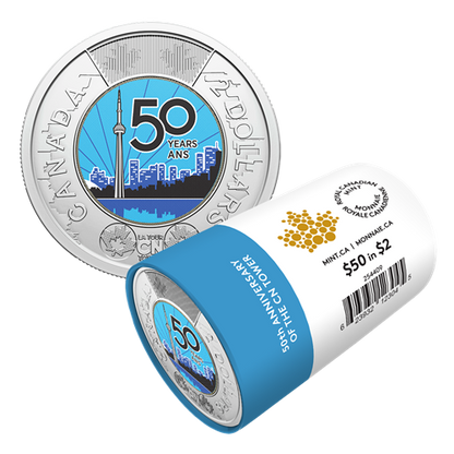 2026 $2 50TH ANNIVERSARY OF THE CN TOWER COLOURIZED SPECIAL WRAP ROLL