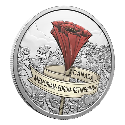 2026 $20 Remembrance Day 1 oz fine silver coin - reverse angle