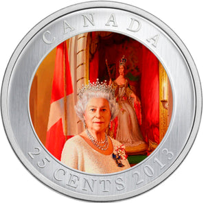 2013 25-CENT COLOURED PORTRAIT- HER MAJESTY QUEEN ELIZABETH II CORONATION