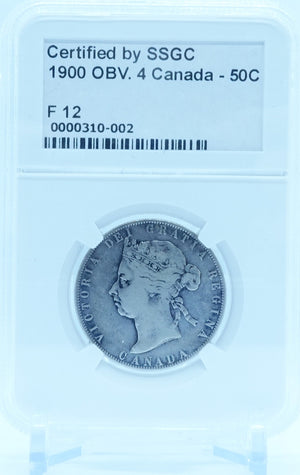 1900 50 CENT CANADA OBV.4 – F 12 – GRADED