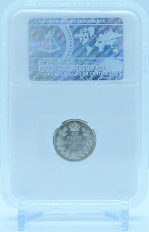 1914 10 CENT CANADA OBV. DEI GRA – SMALL LEAVES – MS 63 - GRADED