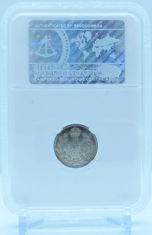 1919 10 CENT CANADA OBV. DEI GRA – SMALL LEAVES – MS 60 - GRADED
