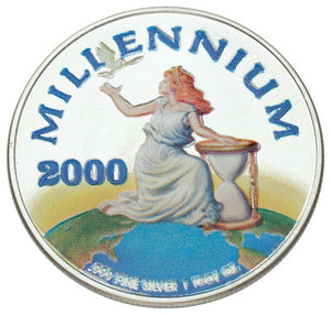 2000 1oz $20 REPUBLIC OF LIBERIA : "THE MILLENNIUM" FINE SILVER COIN