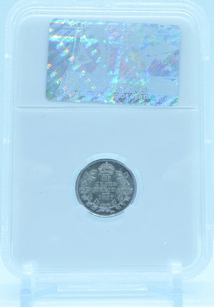 1921 10 CENT CANADA OBV. DEI GRA – SMALL LEAVES – MS 60 - GRADED