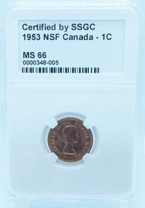 1953 1 CENT CANADA NSF – MS 66 – GRADED (348-005)