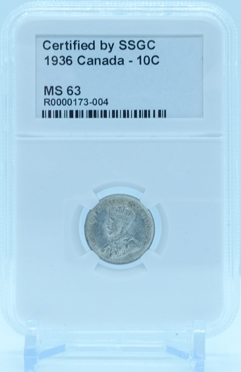 1936 10 CENT CANADA – MS 63 - GRADED