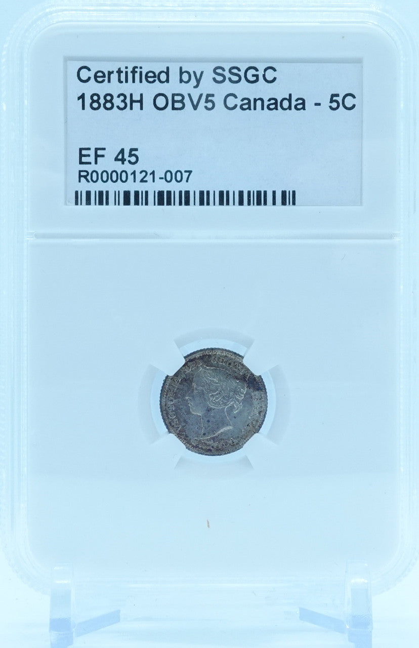 1883H 5 CENT CANADA OBV5 – EF 45 – GRADED