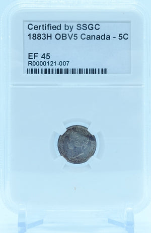 1883H 5 CENT CANADA OBV5 – EF 45 – GRADED