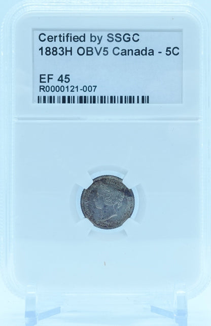 1883H 5 CENT CANADA OBV5 – EF 45 – GRADED
