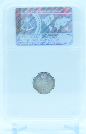 1910 5 CENT CANADA PL C/B POINTED LEAVES – AU 58 – GRADED