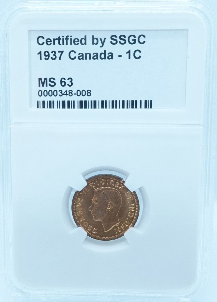 1937 1 CENT CANADA – MS 63 – GRADED (348-008)