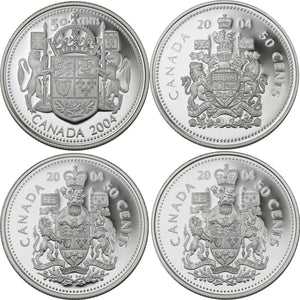 2004 50-CENT STERLING SILVER COIN SET - EFFIGIES OF THE QUEEN