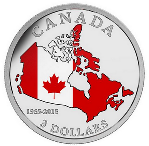 2015 1/4oz $3 50TH ANNIVERSARY OF THE CANADIAN FLAG FINE SILVER COIN