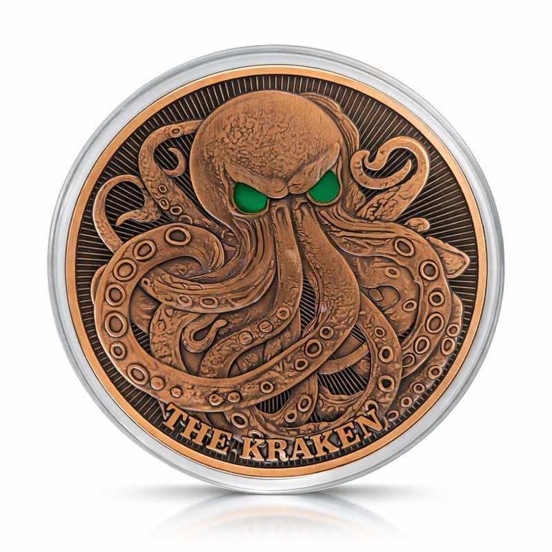 5oz THE KRAKEN (GLOW IN THE DARK EYES) COPPER ROUND