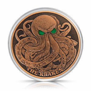 5oz THE KRAKEN (GLOW IN THE DARK EYES) COPPER ROUND