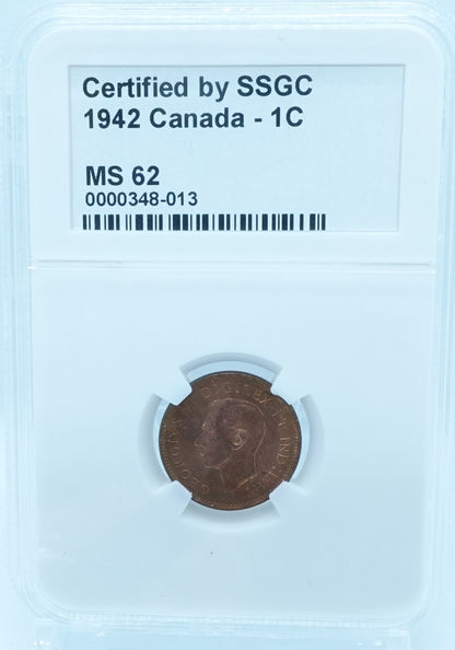 1942 1 CENT CANADA – MS 62 – GRADED (348-013)