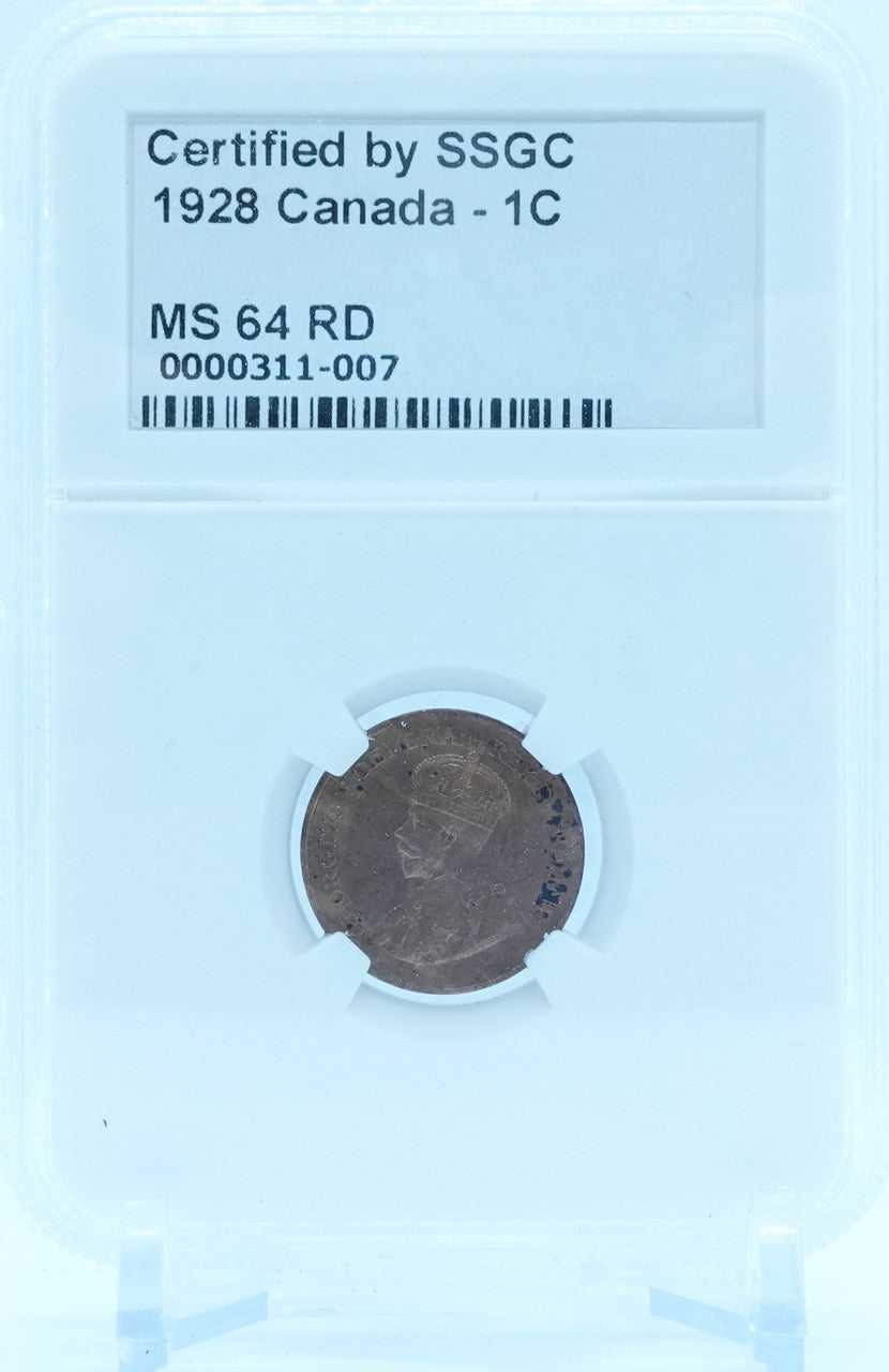 1928 1 CENT CANADA – MS 64 RD – GRADED