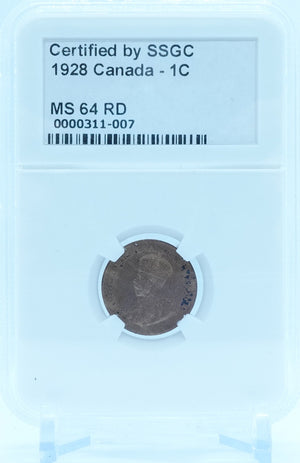 1928 1 CENT CANADA – MS 64 RD – GRADED