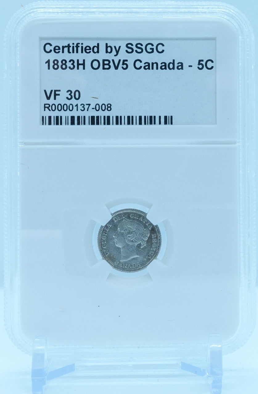1883H 5 CENT OBV5 CANADA – VF30 - GRADED