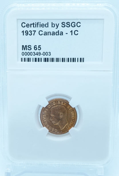 1937 1 CENT CANADA – MS 65 – GRADED (349-003)