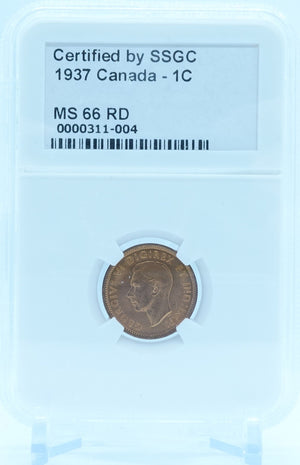 1937 1 CENT CANADA – MS 66 RD – GRADED