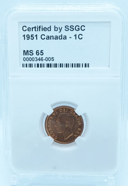 1951 1 CENT CANADA – MS 65 – GRADED (346-005)