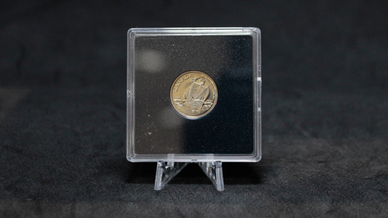 1997 - 10c STERLING SILVER PROOF COIN - 500TH ANNIVERSARY OF JOHN CABOT'S VOYAGE