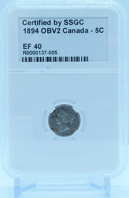 1894 5 CENT OBV2 CANADA – EF 40 - GRADED