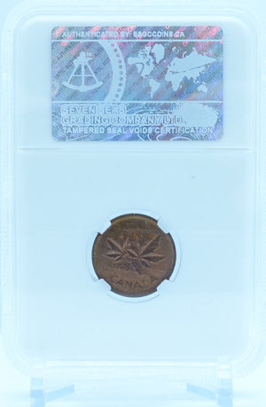 1948 1 CENT CANADA A-S DE A-POINTS TO SMALL DENTICLE – MS 65 RD – GRADED