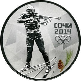 2014 - 3 ROUBLE STERLING SILVER COIN - BIATHLON