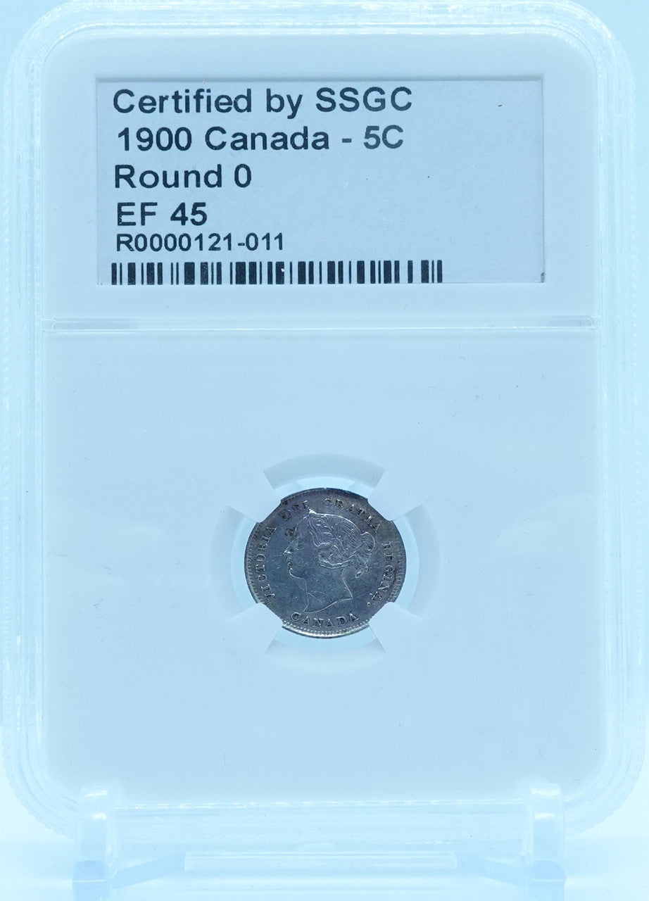 1900 5 CENT CANADA ROUND 0 – EF 45 - GRADED