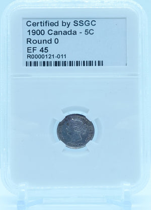 1900 5 CENT CANADA ROUND 0 – EF 45 - GRADED