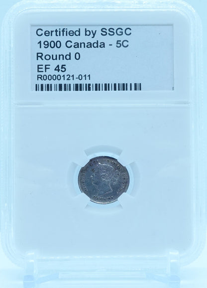 1900 5 CENT CANADA ROUND 0 – EF 45 - GRADED