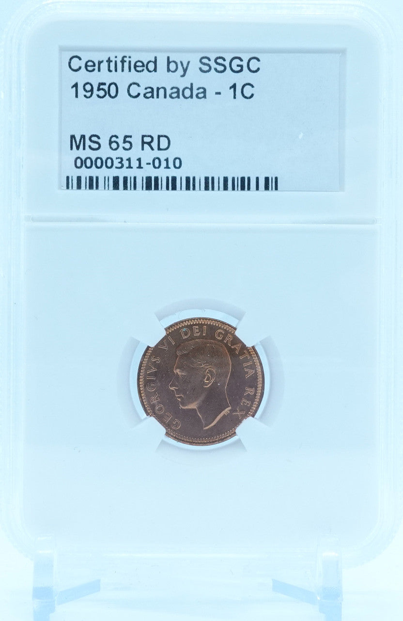 1950 1 CENT CANADA – MS 65 RD – GRADED