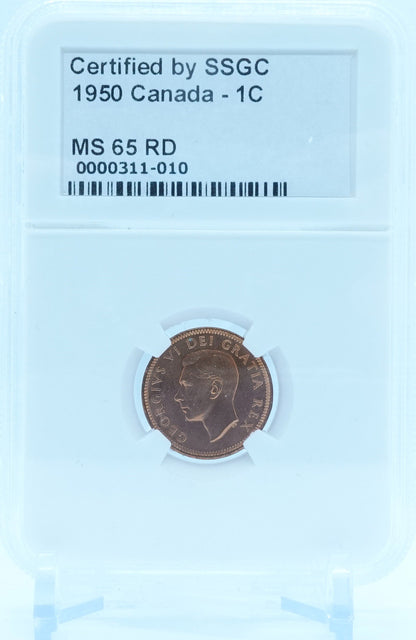 1950 1 CENT CANADA – MS 65 RD – GRADED