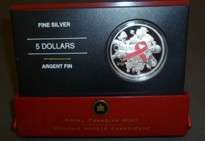 2006 $5 PINK RIBBON FINE SILVER COIN