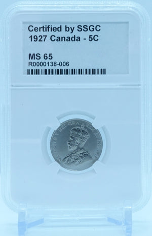 1927 5 CENT CANADA – MS 65 - GRADED