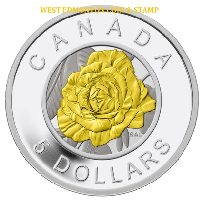 2014 1/4oz $5 FLOWERS IN CANADA ROSE FINE SILVER COIN