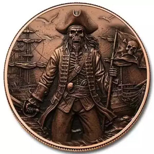 5oz CAPTAIN BLACKHEART ANTIQUED COPPER ROUND