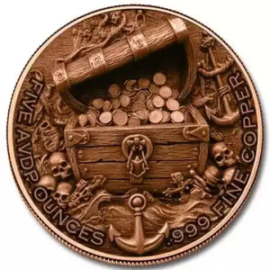 5oz CAPTAIN BLACKHEART ANTIQUED COPPER ROUND