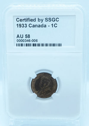1933 1 CENT CANADA – AU 58 – GRADED (346-006)