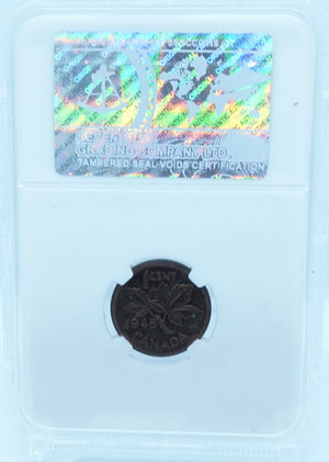 1945 1 CENT CANADA – MS 63 – GRADED (349-015)